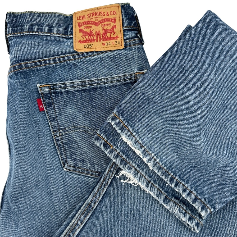 Levi Strauss Co 505 Mens Jeans W34‎ L34 Blue Denim Straight Leg Casual